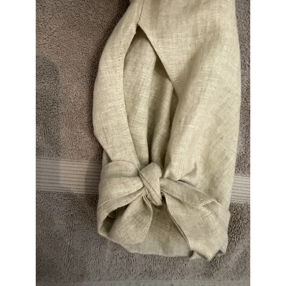 Reformation Avalon Linen Trouser Pants Size 14 High Rise Neutral Quiet Luxury